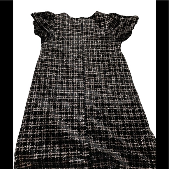 Zara Kids holiday dress ! Black velvet , gold glitter short sleeve - Picture 2 of 8